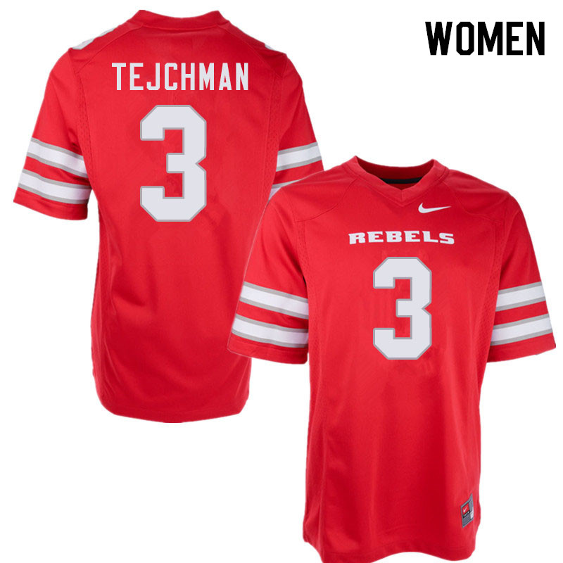 Women #3 Drew Tejchman UNLV Rebels College Football Jerseys Sale-Red - Click Image to Close